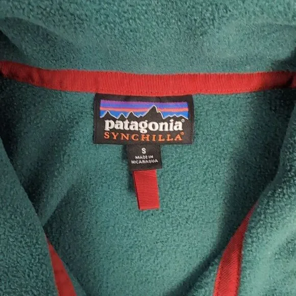 Patagonia‎ Synchilla Snap T Mens Two Tone Green Pullover Fleece Sweater Size Sm